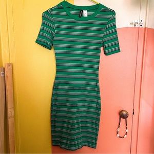 Woven Striped Bodycon Dress